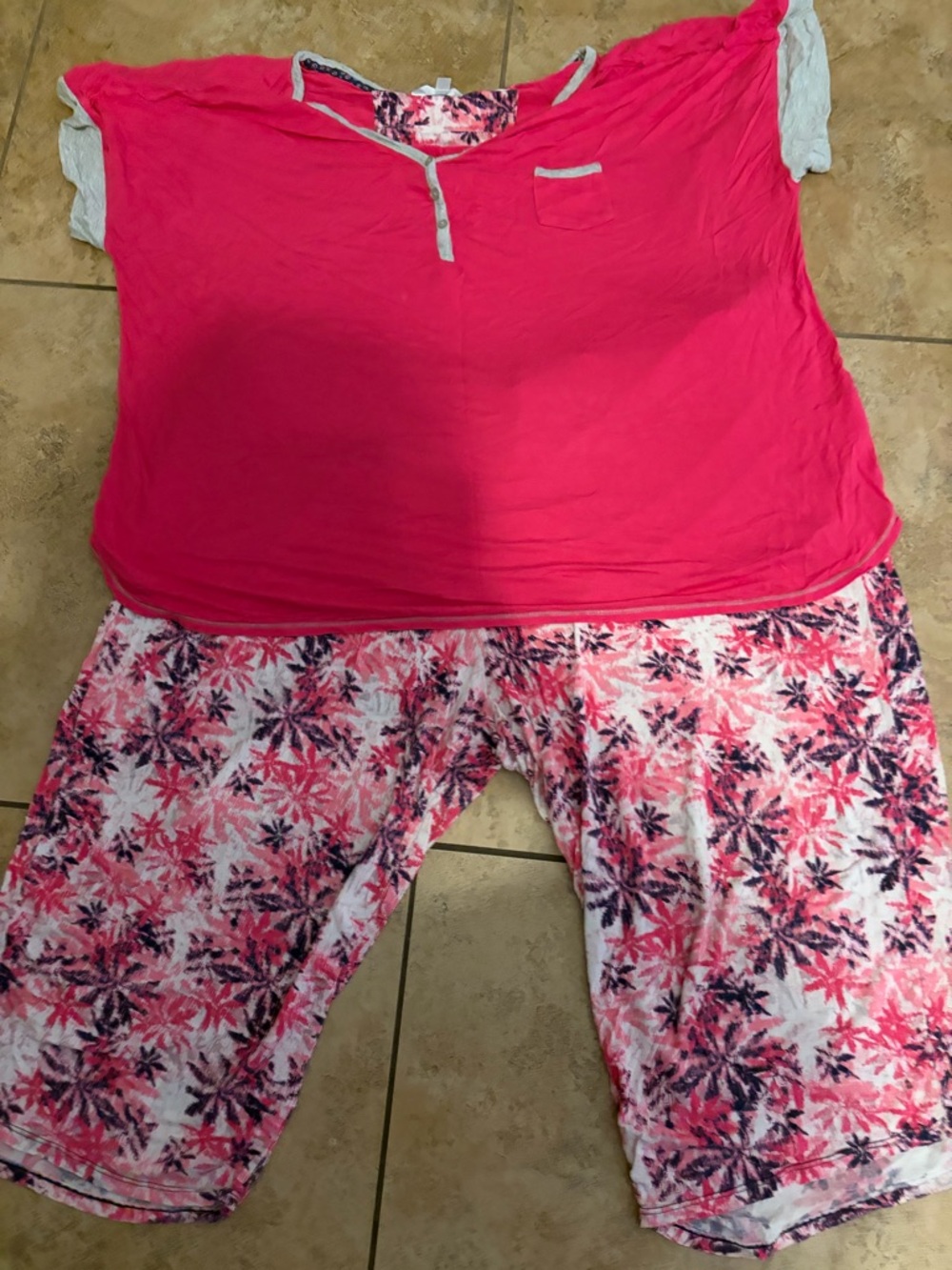 Old Navy Pink Floral-Accent Pajama Top